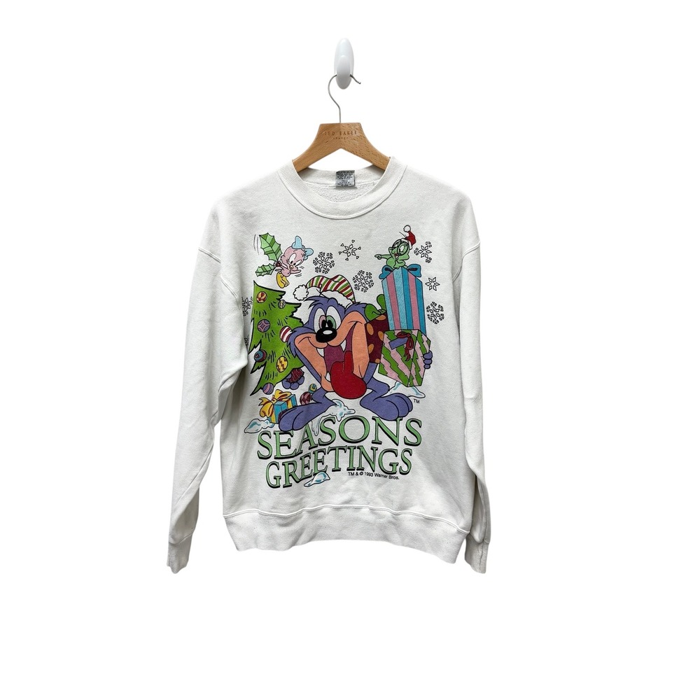 1993 Warner Bros Looney Tunes Taz Seasons Greetings Sweatshirt Large